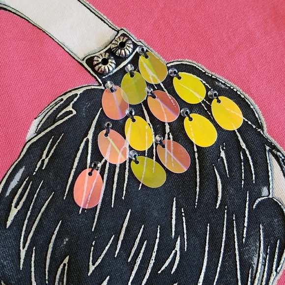 Chic woman spangle embellished coral top•Sm - Picture 3 of 12